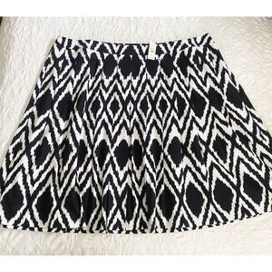 Talbots Women 22W Full Pleated A-Line Skirt Cotton Black White Chevron Print NEW